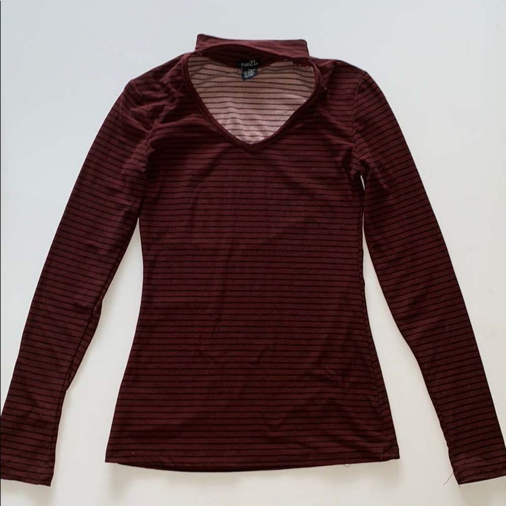 • Burgundy and black shirt •